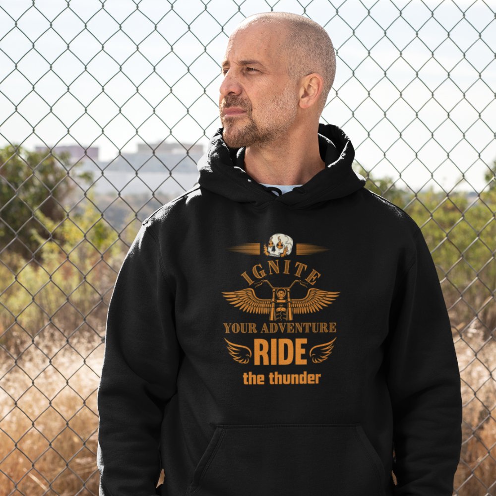 Ignite Your adventure, Ride The Thunder | Unisex Heavy Blend⢠Hooded Sweatshirt - ThePrintMasters - ThePrintMasters