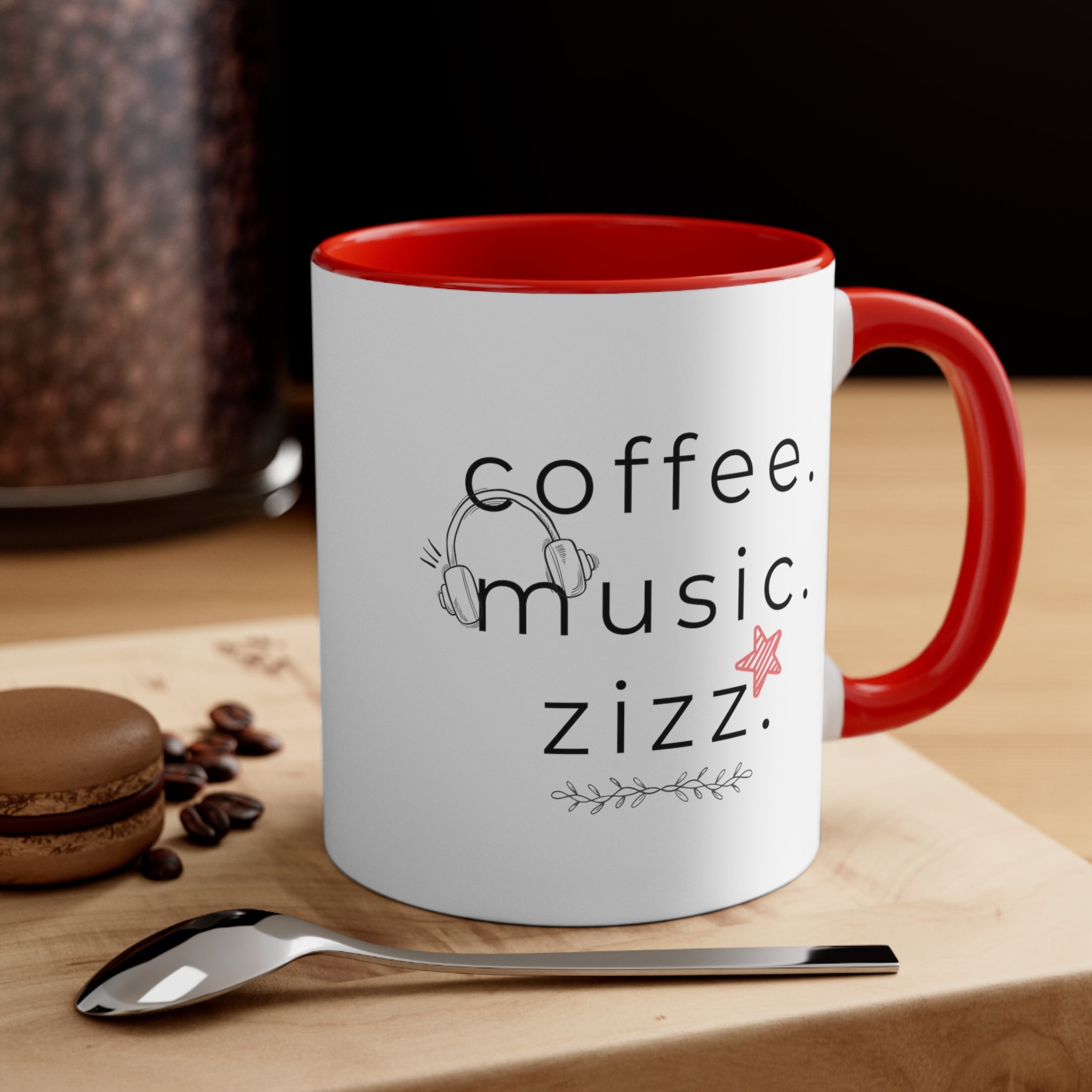 Coffee, Music, Zizz | Accent Coffee Mug, 11oz - ThePrintMasters - ThePrintMasters