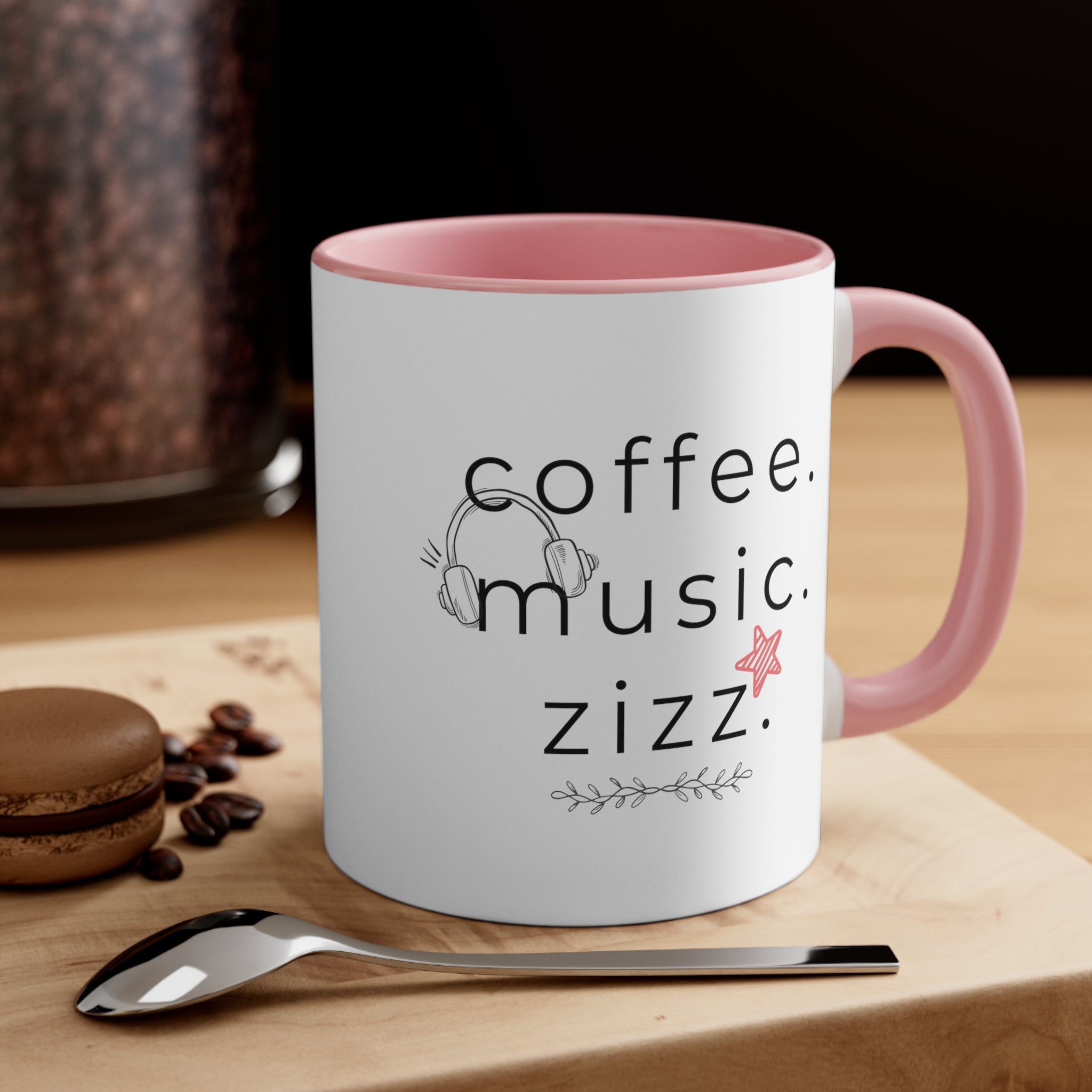 Coffee, Music, Zizz | Accent Coffee Mug, 11oz - ThePrintMasters - ThePrintMasters