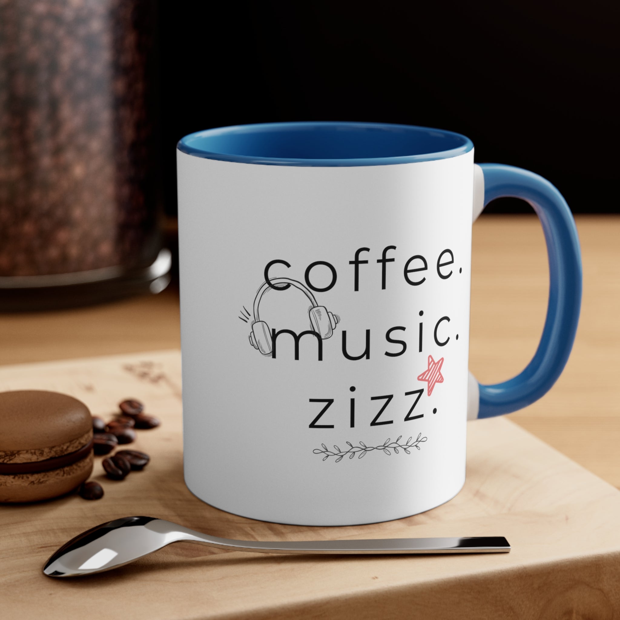 Coffee, Music, Zizz | Accent Coffee Mug, 11oz - ThePrintMasters - ThePrintMasters