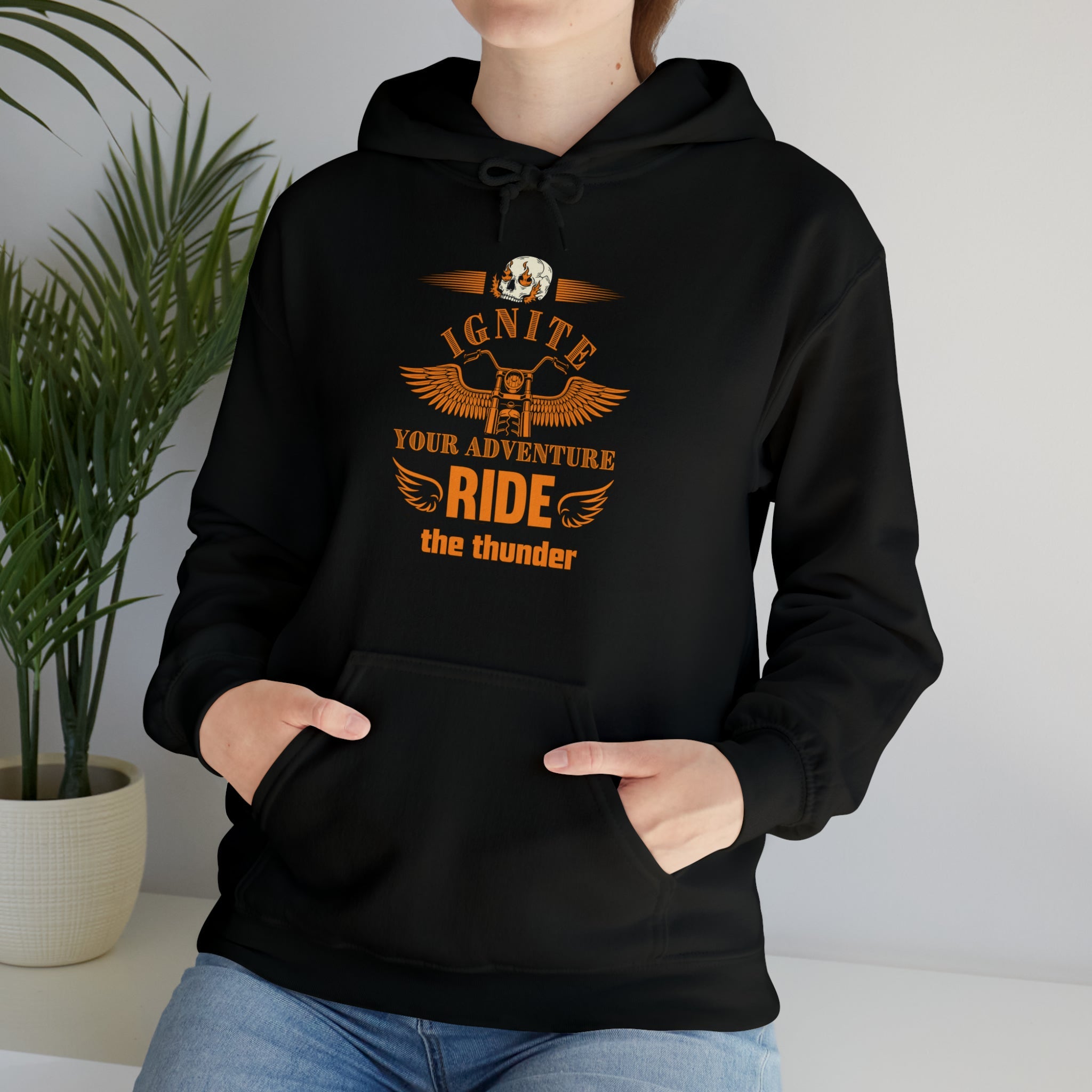 Ignite Your adventure, Ride The Thunder | Unisex Heavy Blend™ Hooded Sweatshirt - ThePrintMasters - ThePrintMasters