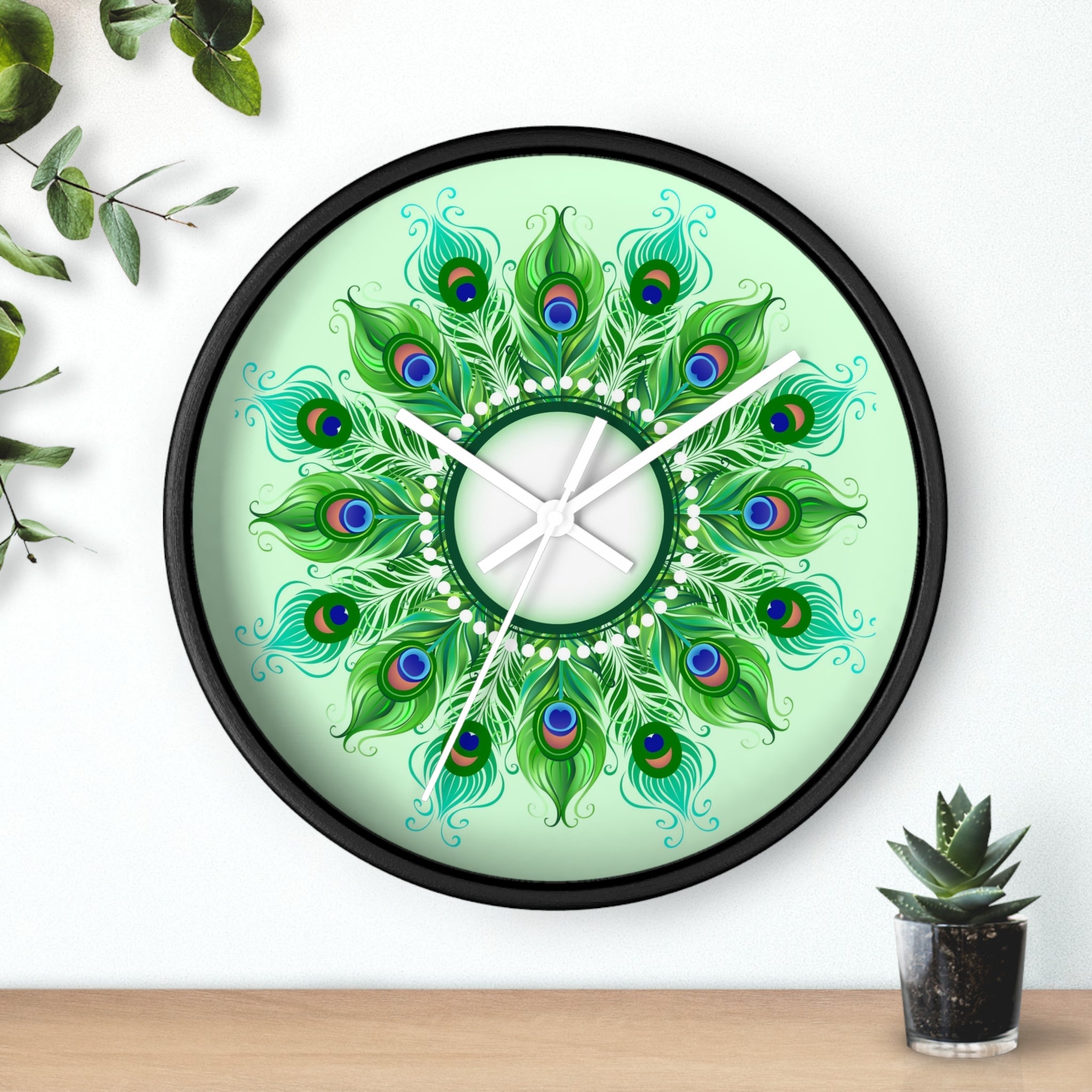 Peacock Greens | Aesthetic Wall Clock - ThePrintMasters - ThePrintMasters