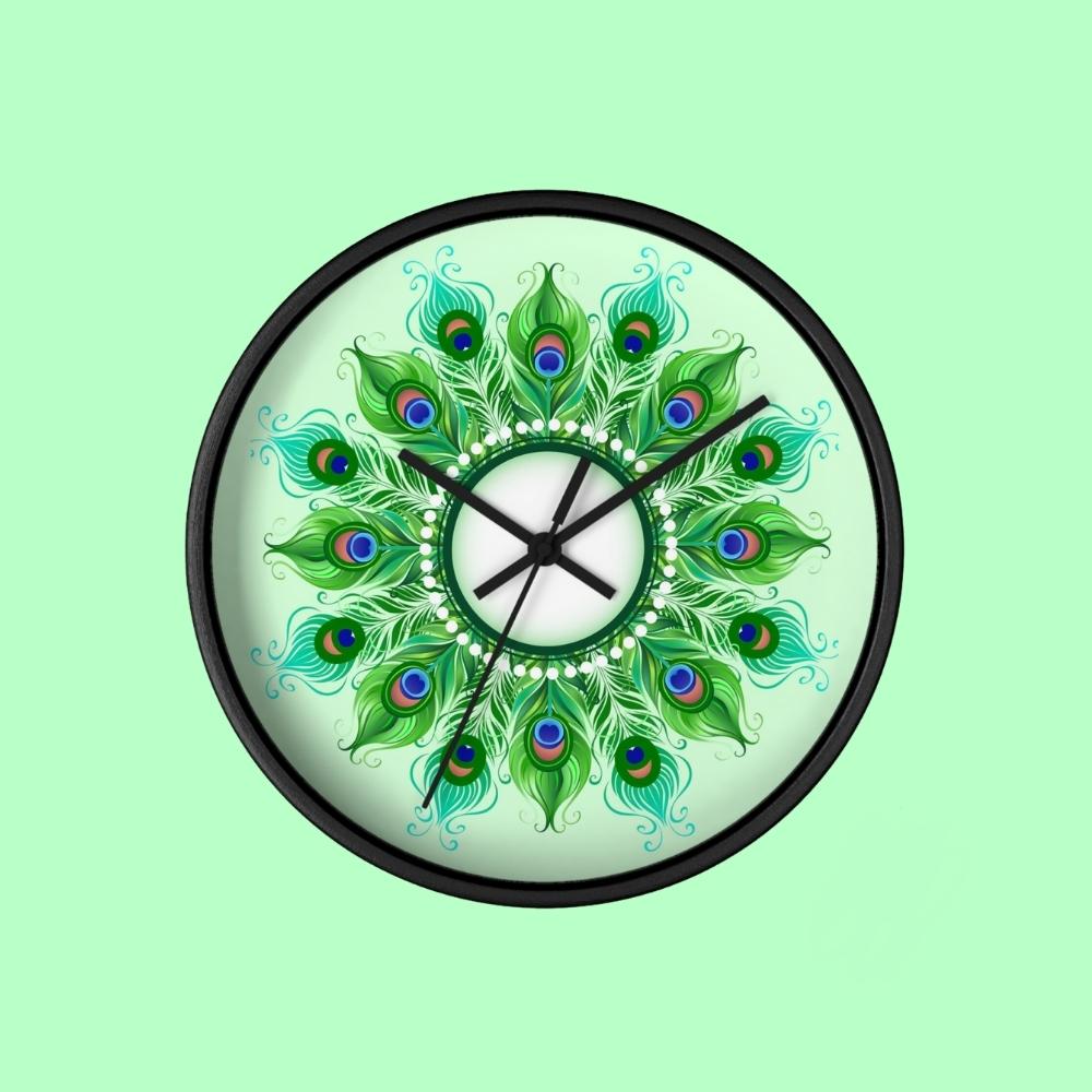 Peacock Greens | Aesthetic Wall Clock - ThePrintMasters - ThePrintMasters