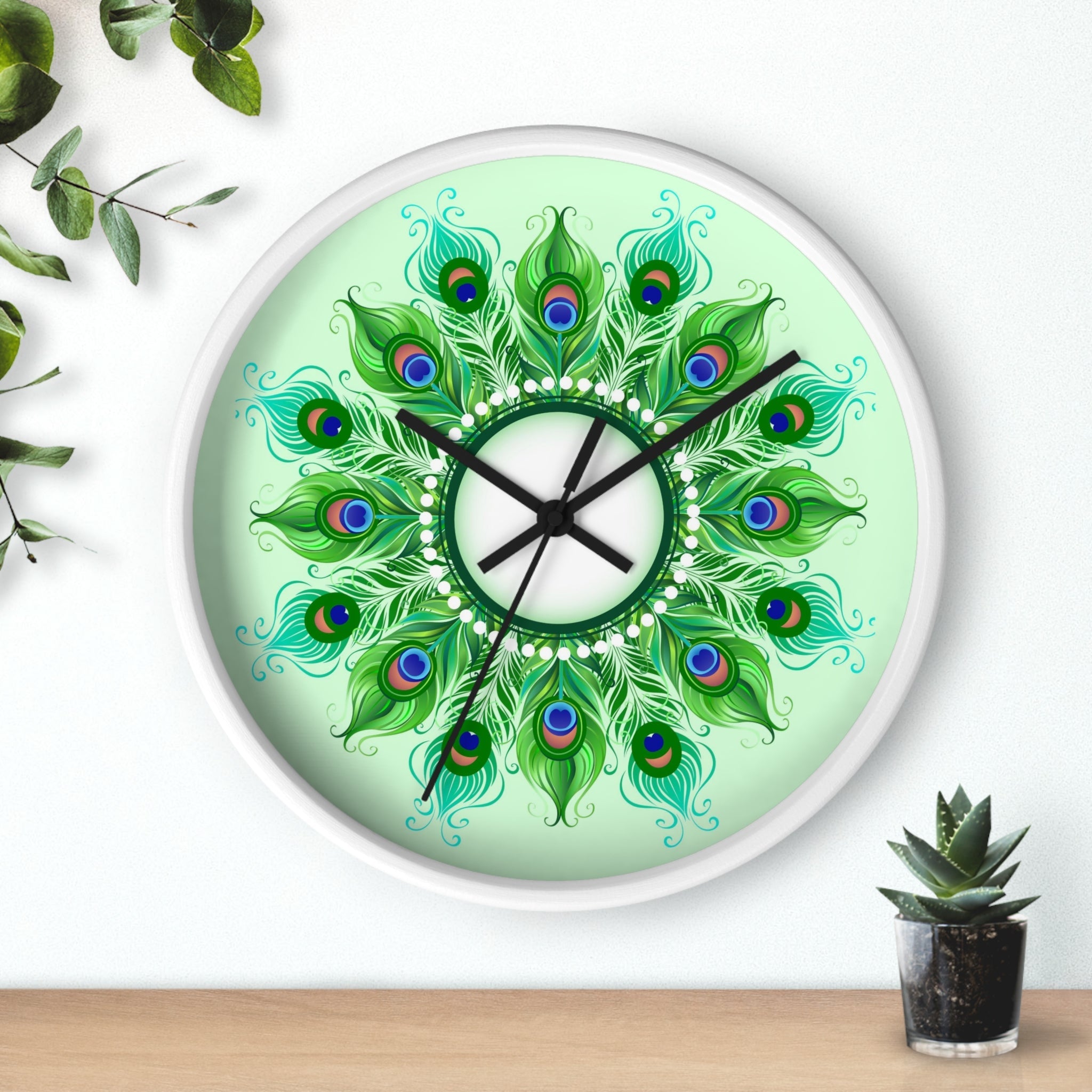 Peacock Greens | Aesthetic Wall Clock - ThePrintMasters - ThePrintMasters