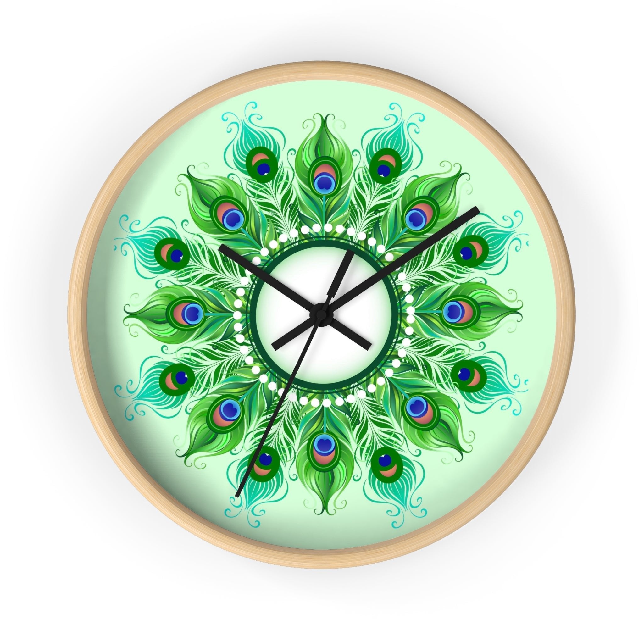 Peacock Greens | Aesthetic Wall Clock - ThePrintMasters - ThePrintMasters