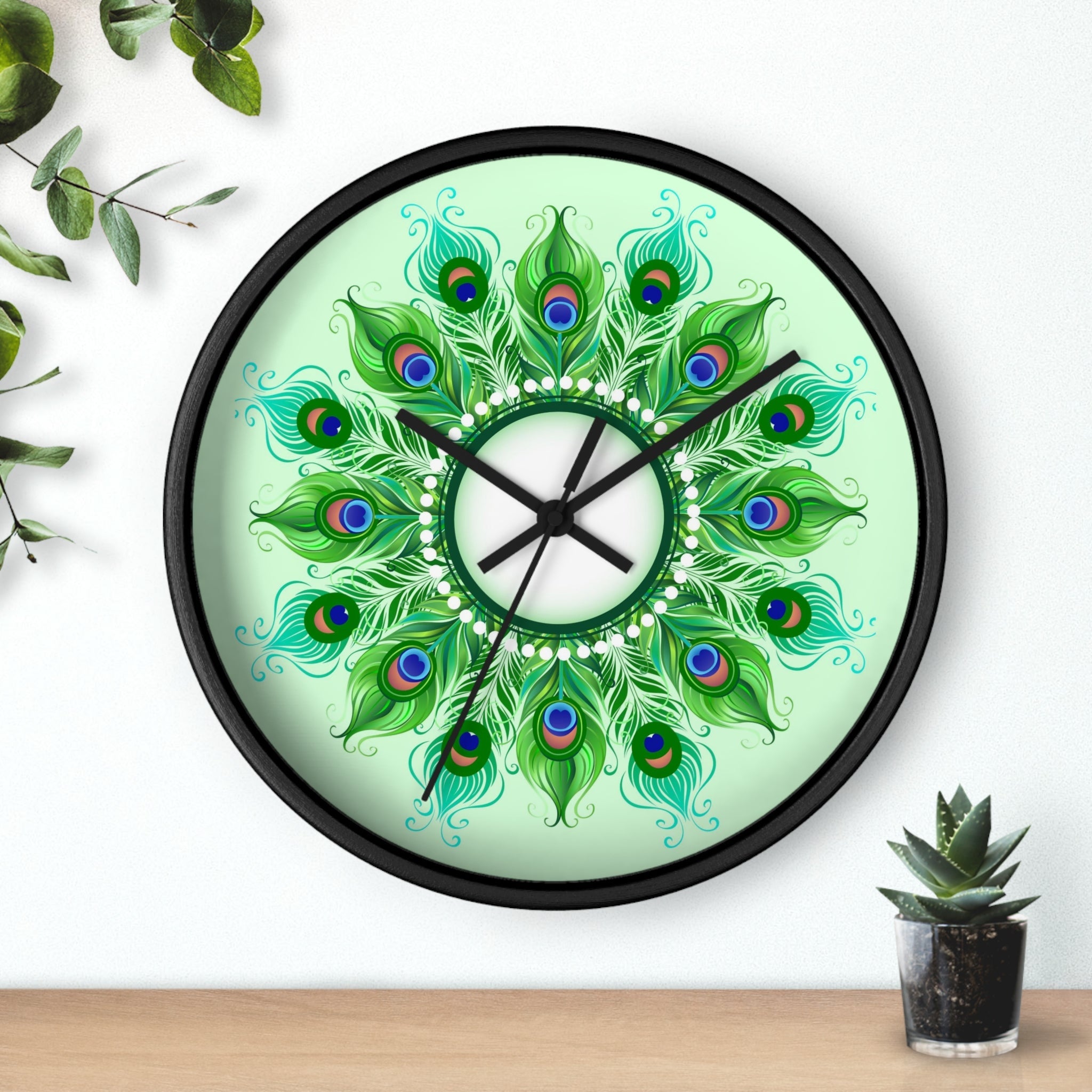 Peacock Greens | Aesthetic Wall Clock - ThePrintMasters - ThePrintMasters