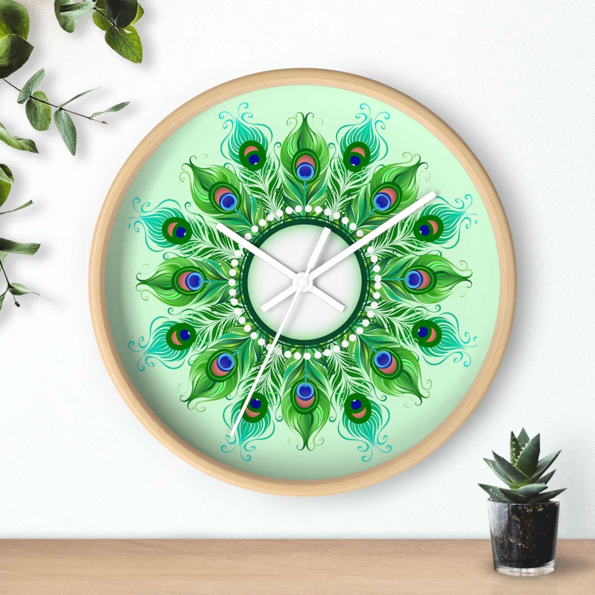 Peacock Greens | Aesthetic Wall Clock - ThePrintMasters - ThePrintMasters