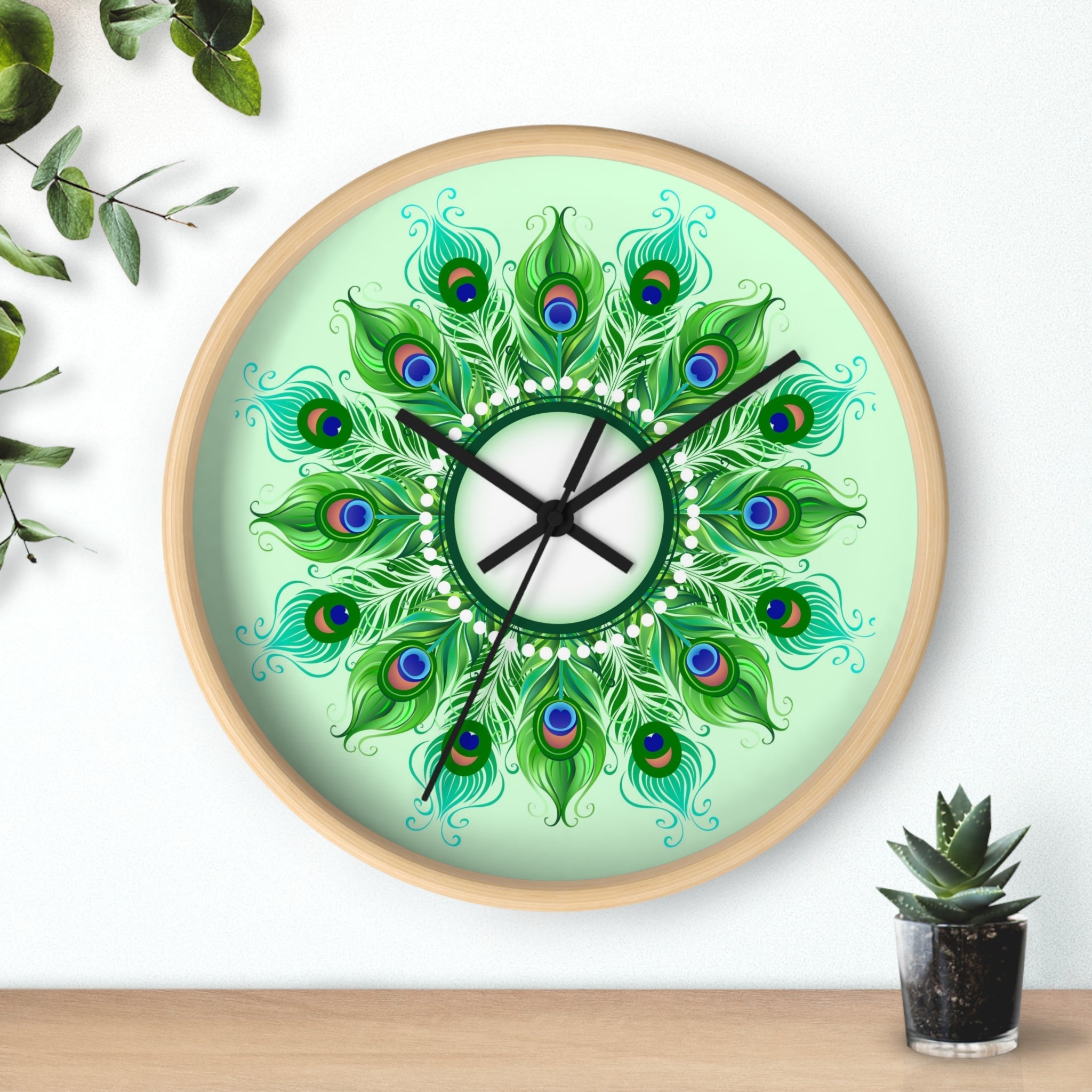 Peacock Greens | Aesthetic Wall Clock - ThePrintMasters - ThePrintMasters