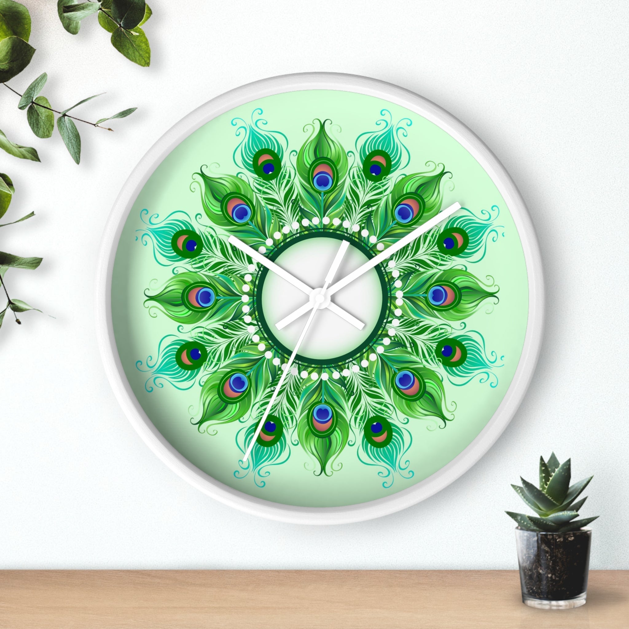 Peacock Greens | Aesthetic Wall Clock - ThePrintMasters - ThePrintMasters