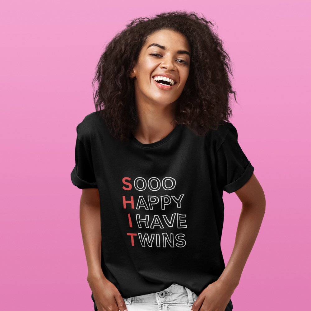 So Happy I Have Twins | Unisex Heavy Cotton Tee - ThePrintMasters - ThePrintMasters