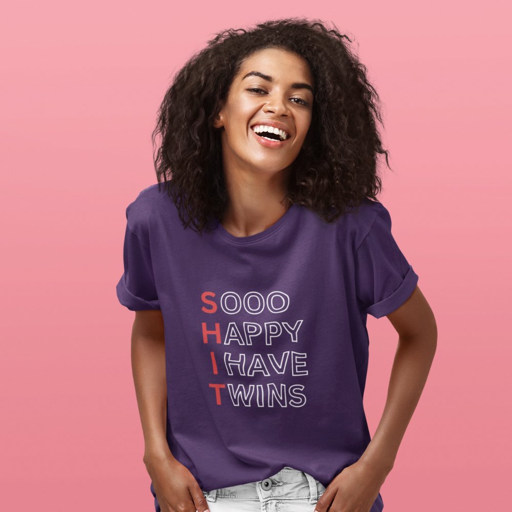 So Happy I Have Twins | Unisex Heavy Cotton Tee - ThePrintMasters - ThePrintMasters